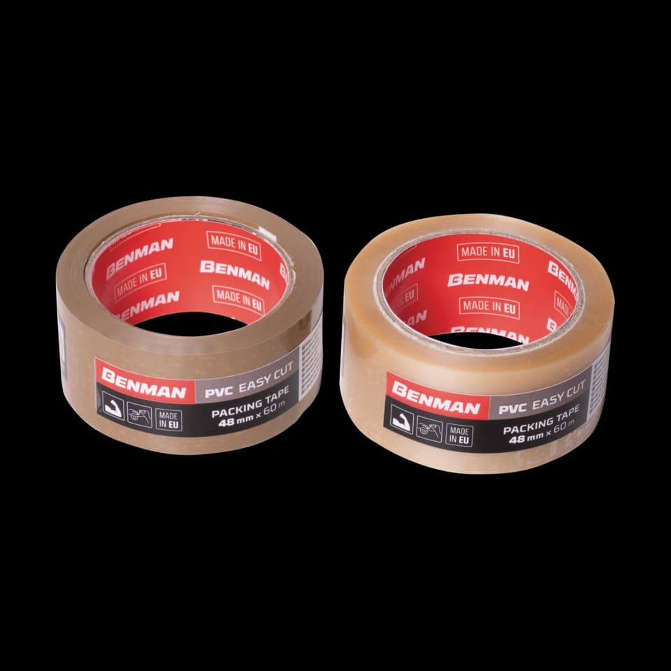 BANDĂ ADEZIVA PVC EASY CUT,  TRANSPARENT, 48mmx60m, BENMAN