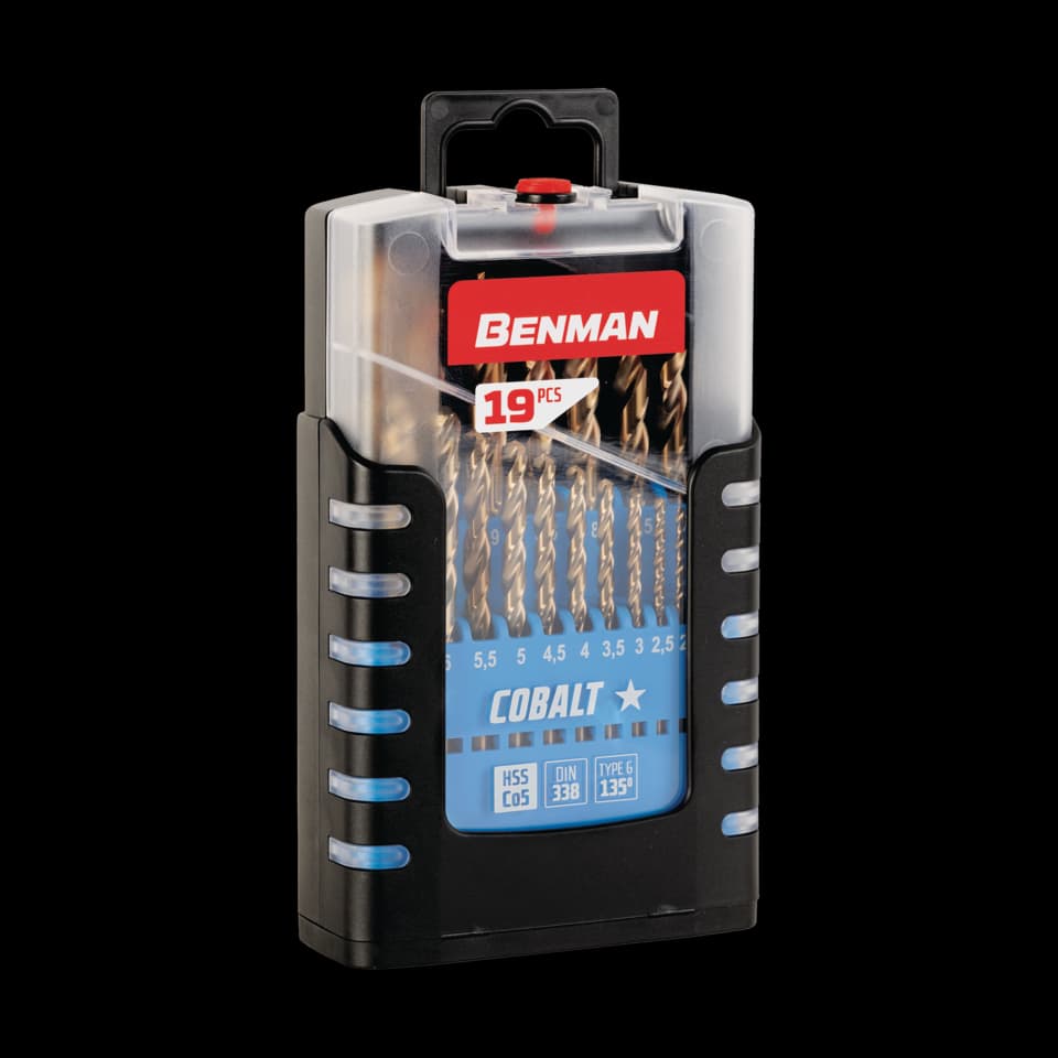SET BURGHIE HSS+Co5% COBALT DIN 338, 19 BUC, Benman, 1.0-10mm x 0.5mm