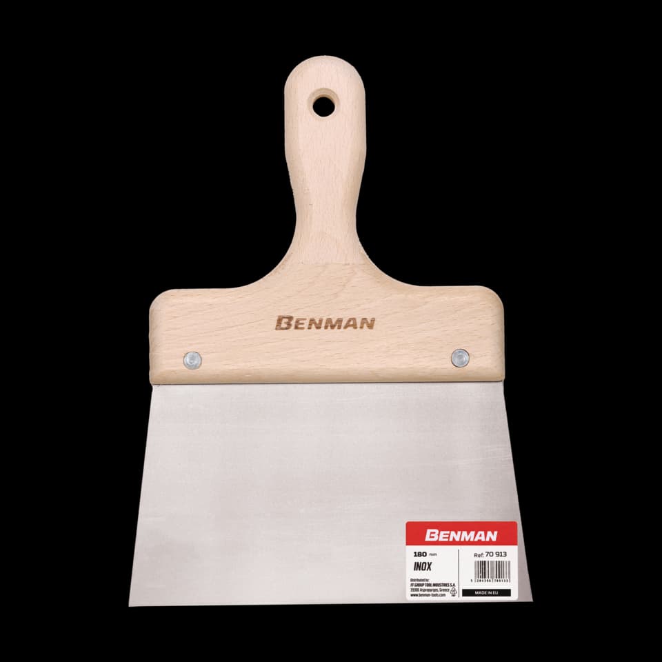 MISTRIE-SPATULA INOX LAMA LUNGA, MANER LEMN, Benman,  240mm