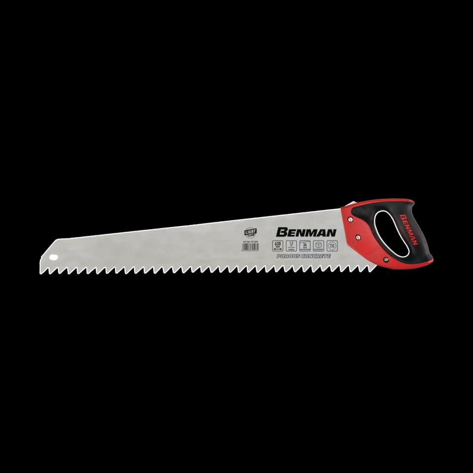 FIERĂSTRĂU DE MÂNĂ PENTRU BETON POROS CU MÂNER ERGONOMIC 34TPI, 630mm, BENMAN
