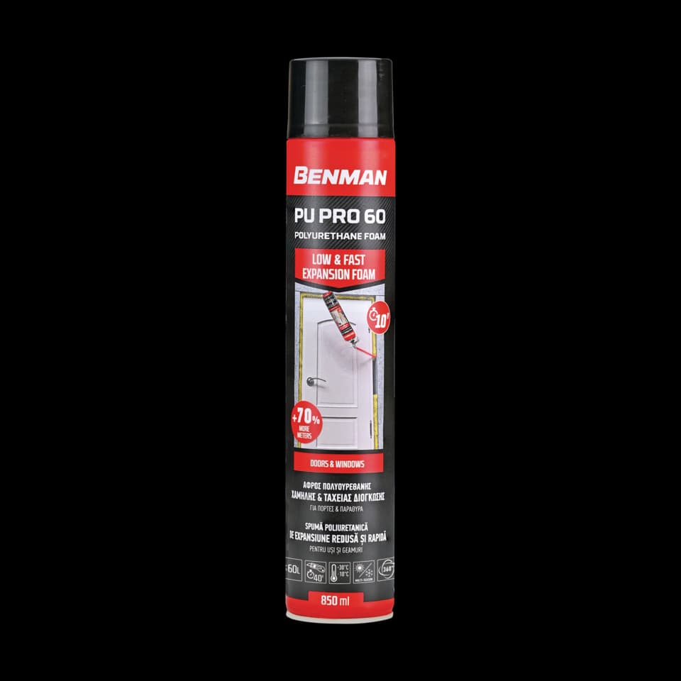 SPUMĂ POLIURETANICĂ CU EXPANSIUNE REDUSĂ ȘI RAPIDĂ PU PRO 60, 750 ml, BENMAN