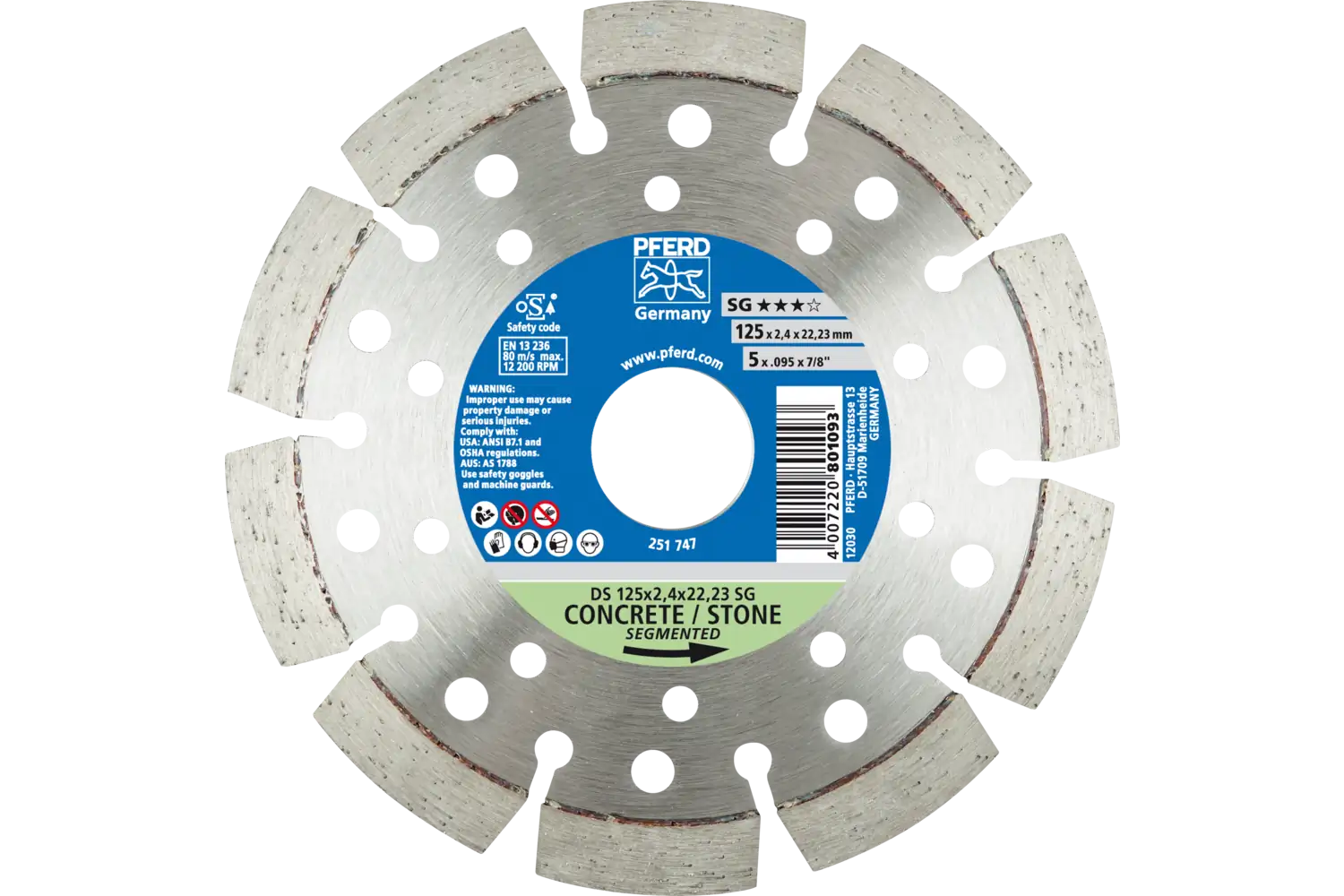 Disc de debitat diamantat DS 125 x 2,4 x 22,23 SG