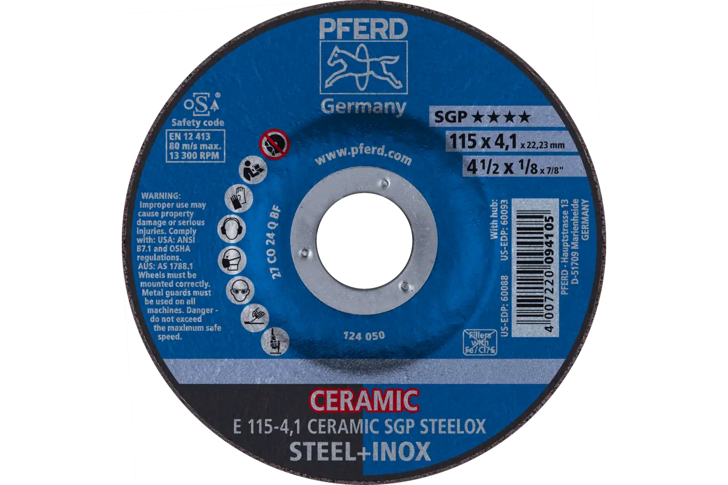 Disc de șlefuire (polizor de banc / universal) E 115-4,1 CERAMIC SGP STEELOX