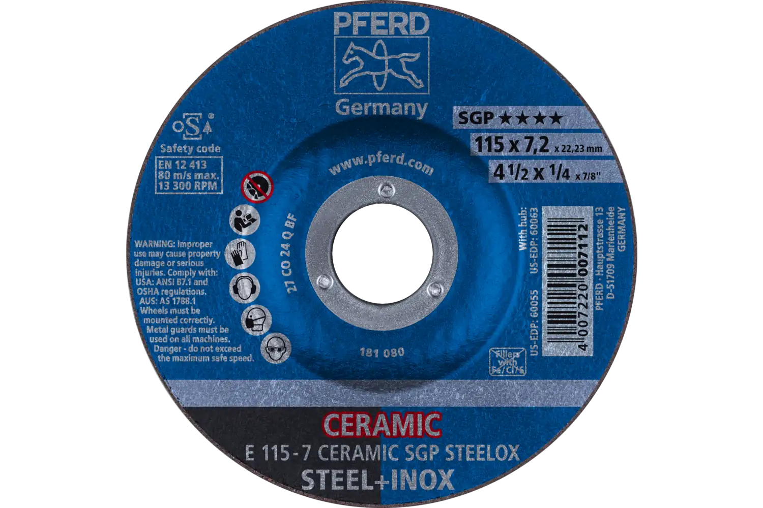 Disc de șlefuire (polizor de banc / universal) E 115-7 CERAMIC SGP STEELOX