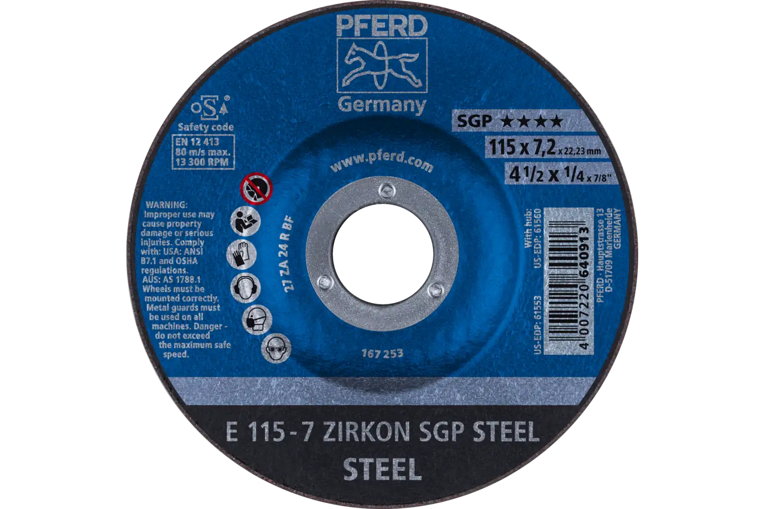 Disc de șlefuire (polizor de banc / universal) E 115-7 ZIRKON SGP STEEL
