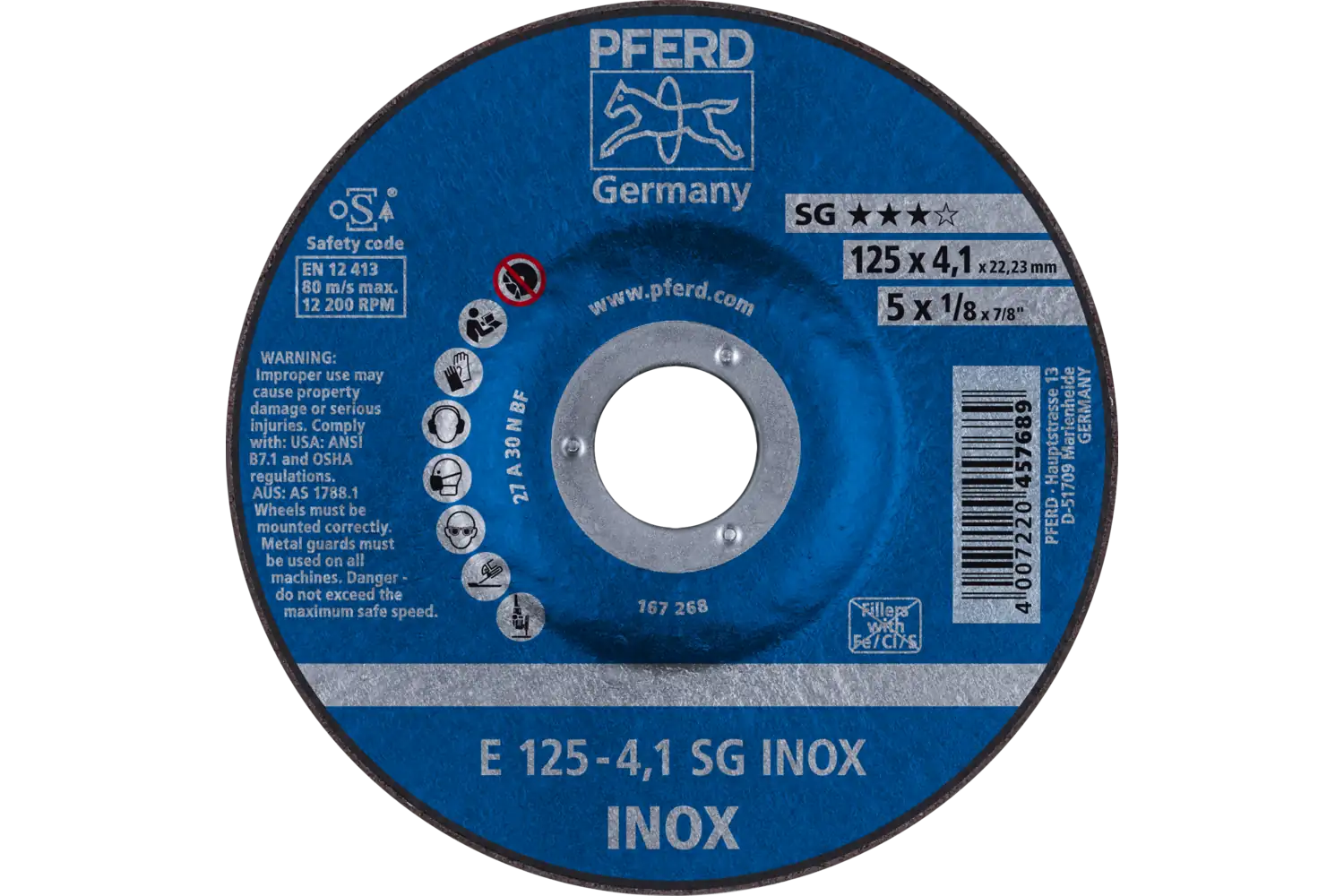 Disc de șlefuire (polizor de banc / universal) E 125-4,1 SG INOX
