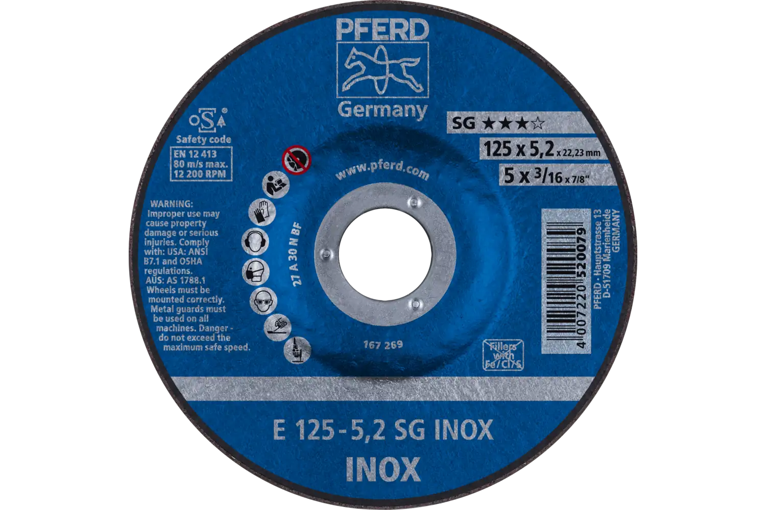 Disc de șlefuire (polizor de banc / universal) E 125-5,2 SG INOX
