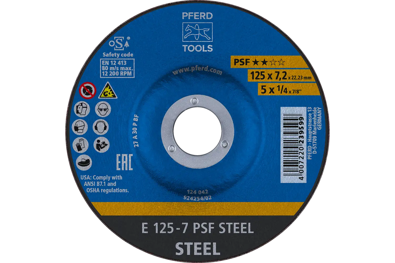 Disc de șlefuire (polizor de banc / universal) E 125-7 PSF STEEL (5)