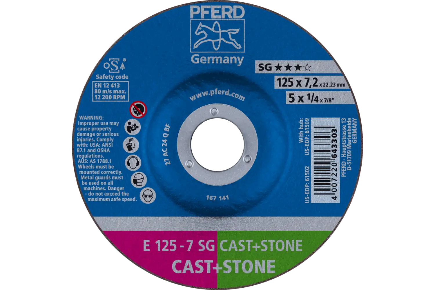 Disc de șlefuire (polizor de banc / universal) E 125-7 SG CAST+STONE (2)