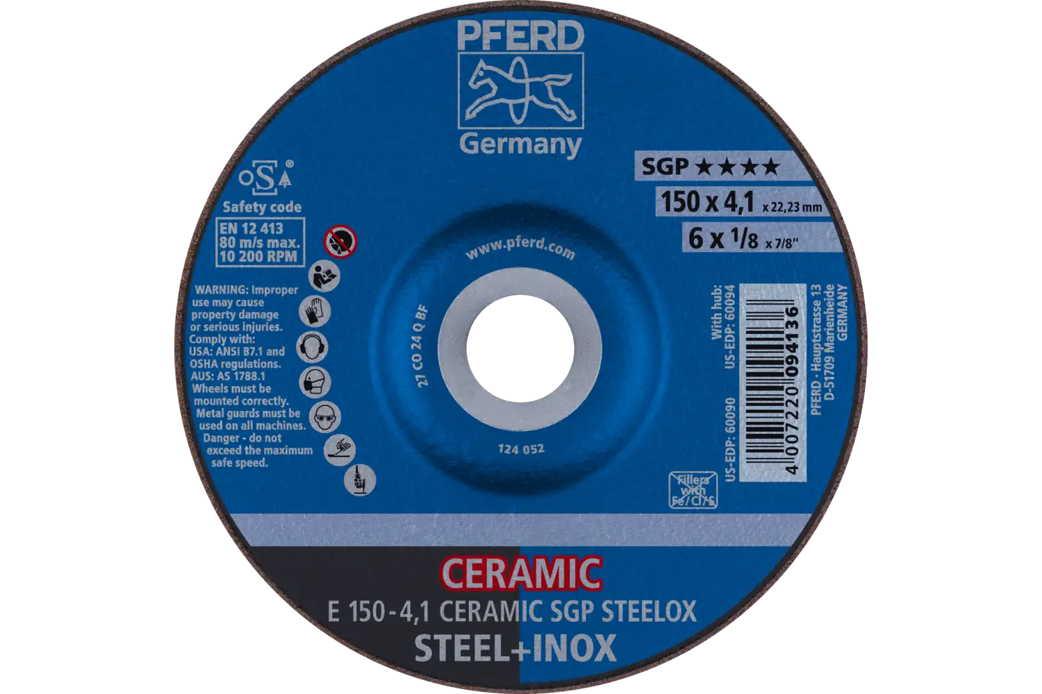 Disc de șlefuire (polizor de banc / universal) E 150-4,1 CERAMIC SGP STEELOX