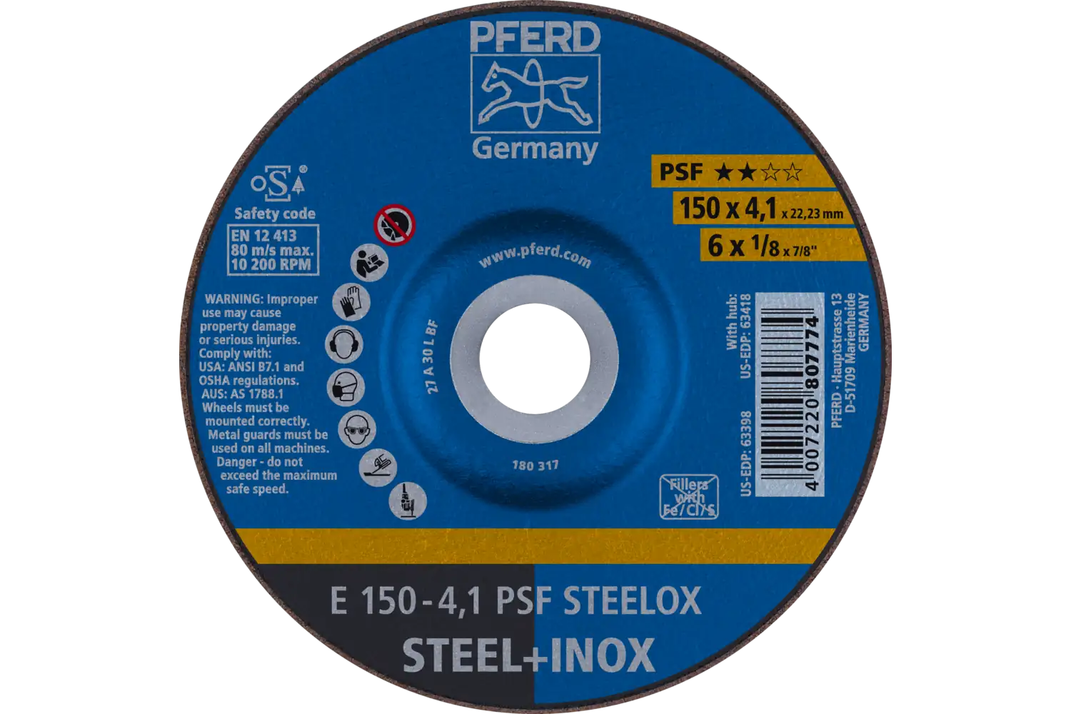 Disc de șlefuire (polizor de banc / universal) E 150-4,1 PSF STEELOX