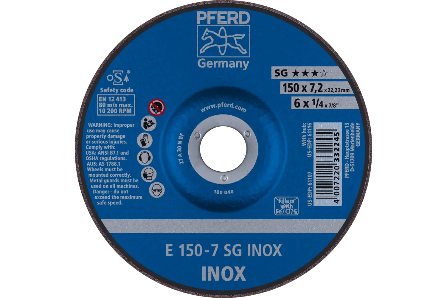 Disc de șlefuire (polizor de banc / universal) E 150-7 SG INOX