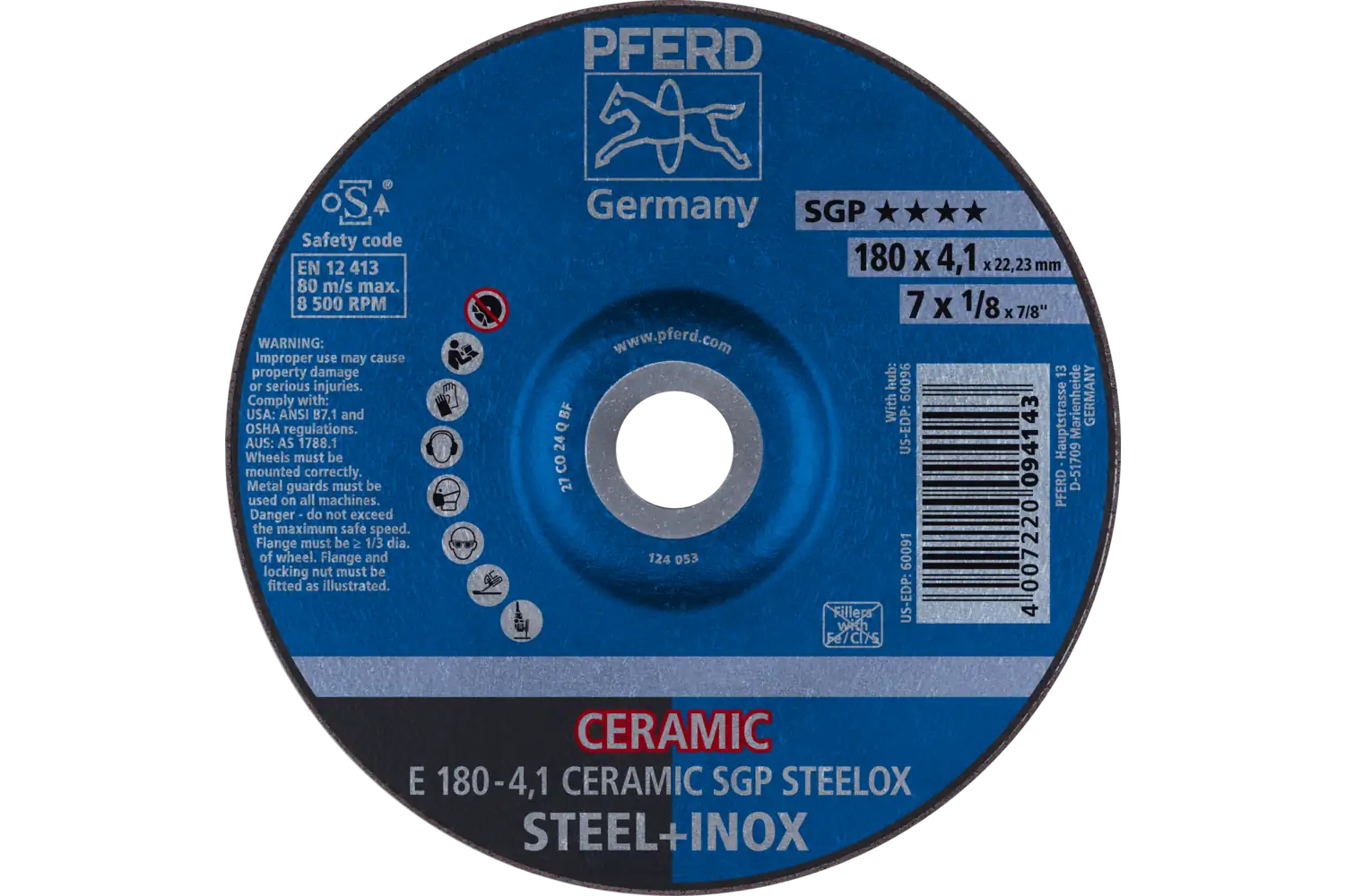 Disc de șlefuire (polizor de banc / universal) E 180-4,1 CERAMIC SGP STEELOX