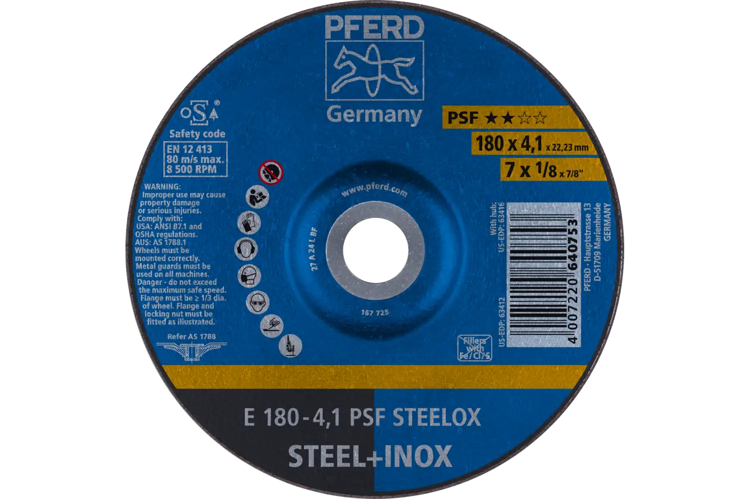 Disc de șlefuire (polizor de banc / universal) E 180-4,1 PSF STEELOX