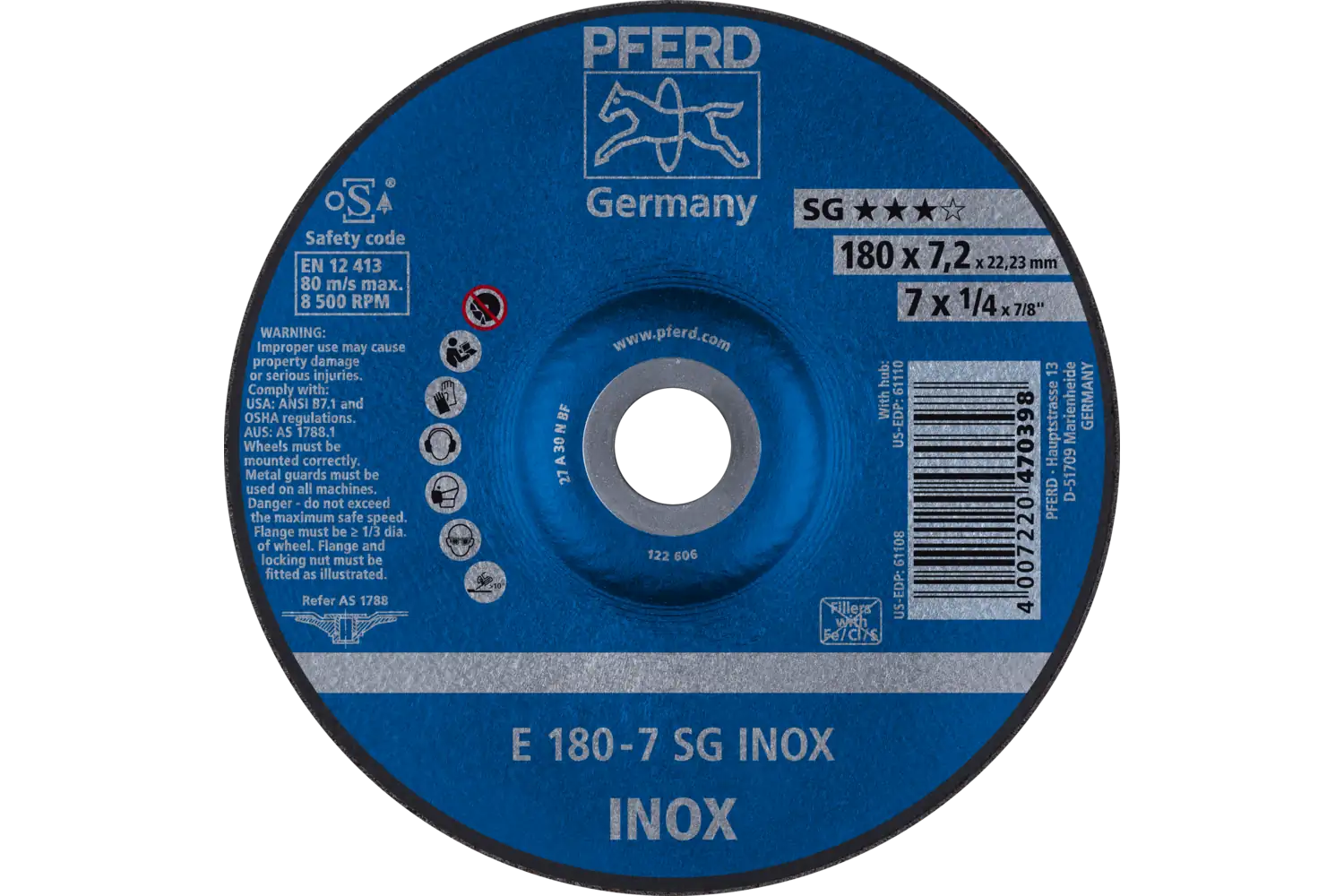 Disc de șlefuire (polizor de banc / universal) E 180-7 SG INOX
