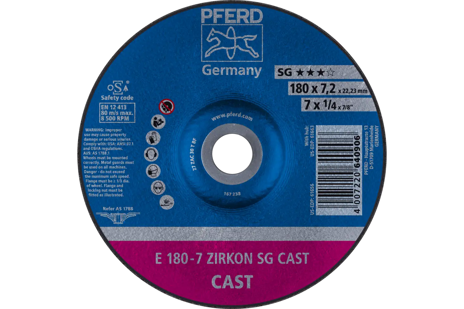 Disc de șlefuire (polizor de banc / universal) E 180-7 ZIRKON SG CAST
