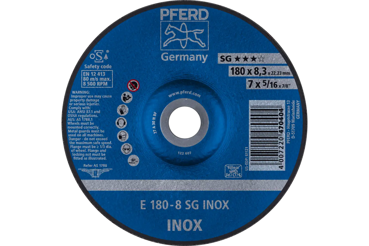 Disc de șlefuire (polizor de banc / universal) E 180-8 SG INOX