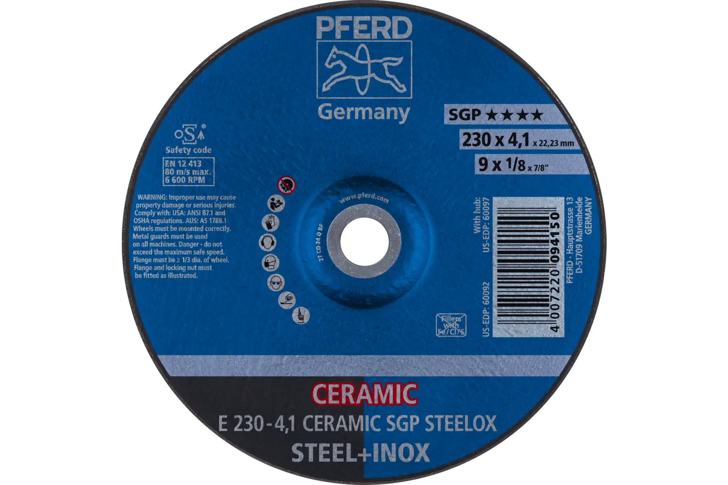 Disc de șlefuire (polizor de banc / universal) E 230-4,1 CERAMIC SGP STEELOX