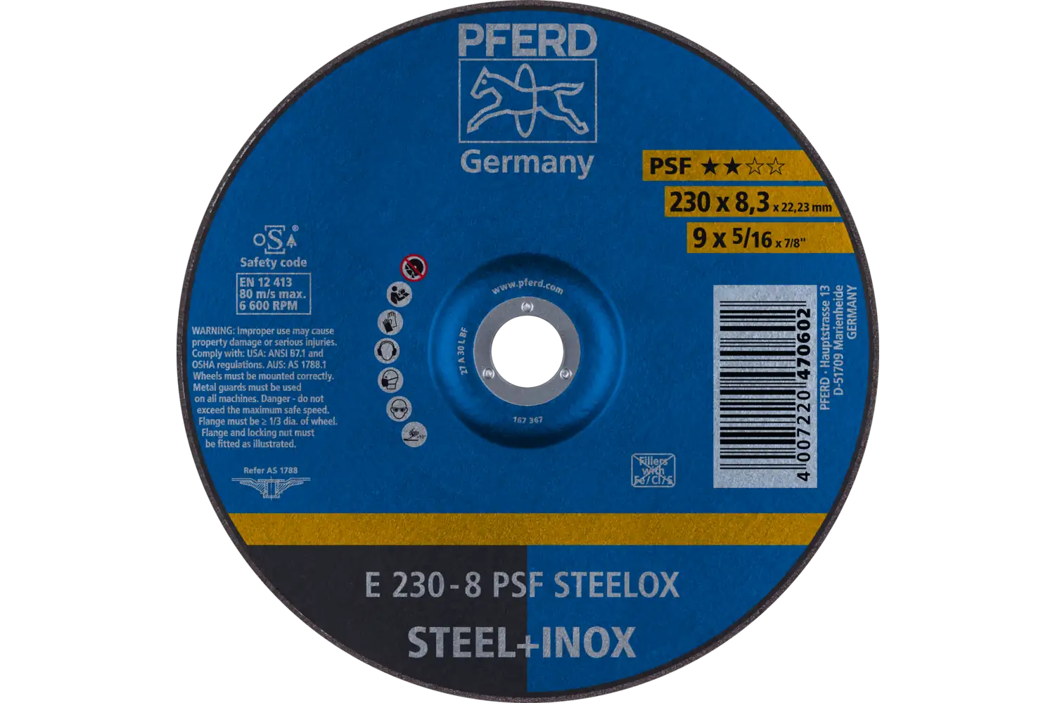 Disc de șlefuire (polizor de banc / universal) E 230-8 PSF STEELOX