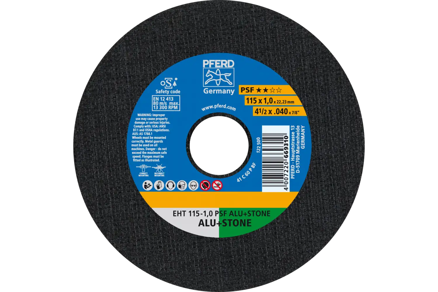 Disc de debitat (tăiere) EHT 115-1,0 PSF ALU+STONE