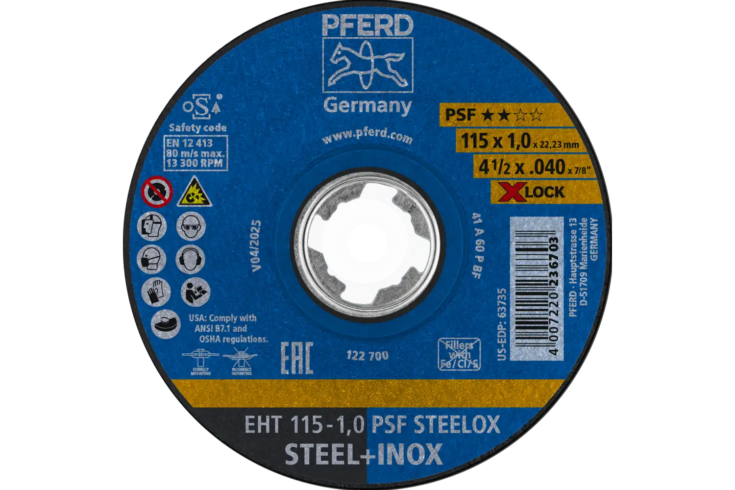 Disc de debitat (tăiere) EHT 115-1,0 PSF STEELOX/X-LOCK