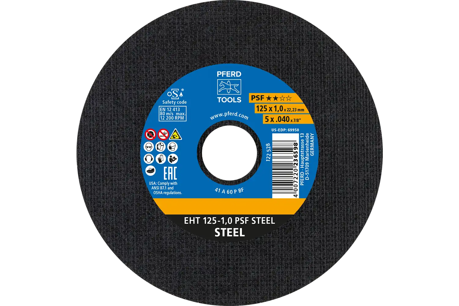 Disc de debitat (tăiere) EHT 125-1,0 PSF STEEL