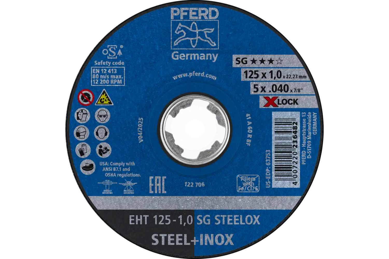 Disc de debitat (tăiere) EHT 125-1,0 SG STEELOX/X-LOCK
