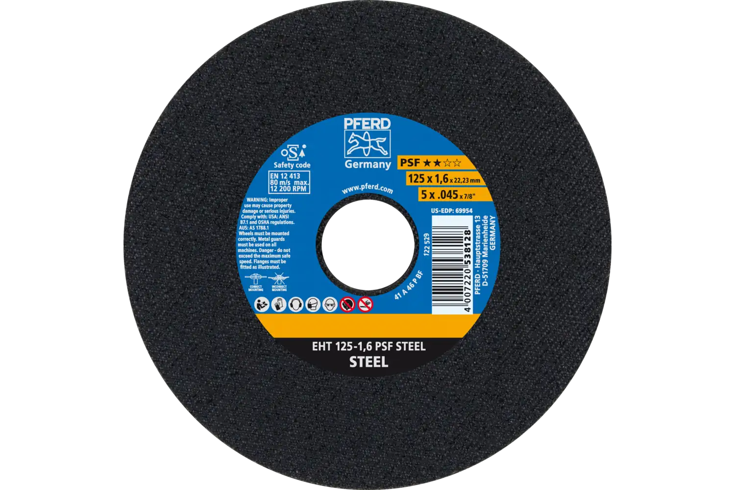 Disc de debitat (tăiere) EHT 125-1,6 PSF STEEL