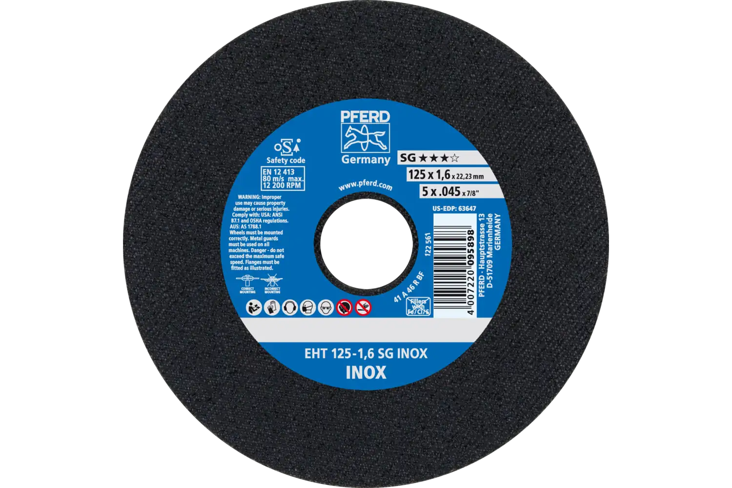 Disc de debitat (tăiere) EHT 125-1,6 SG INOX