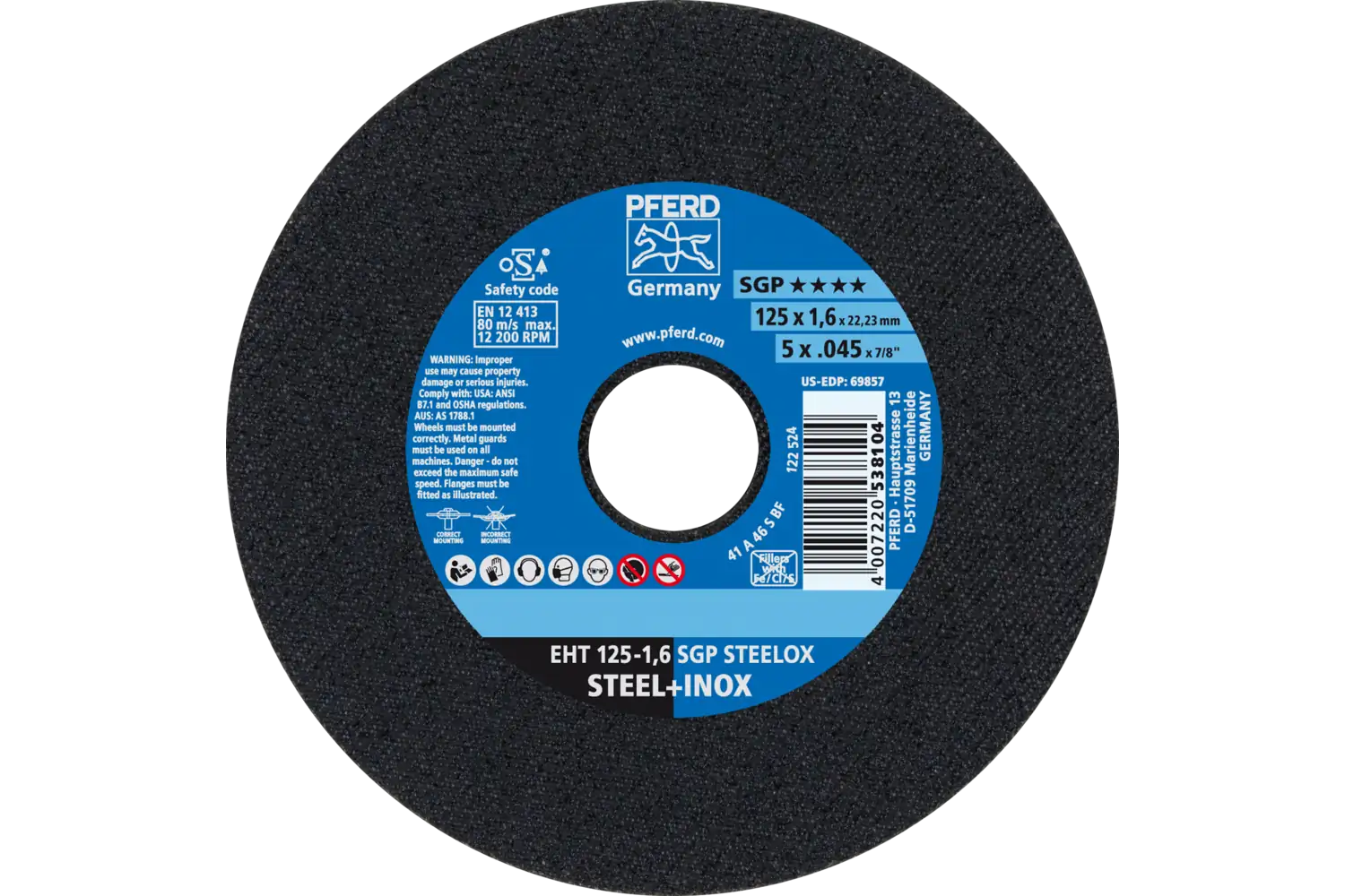 Disc de debitat (tăiere) EHT 125-1,6 SGP STEELOX