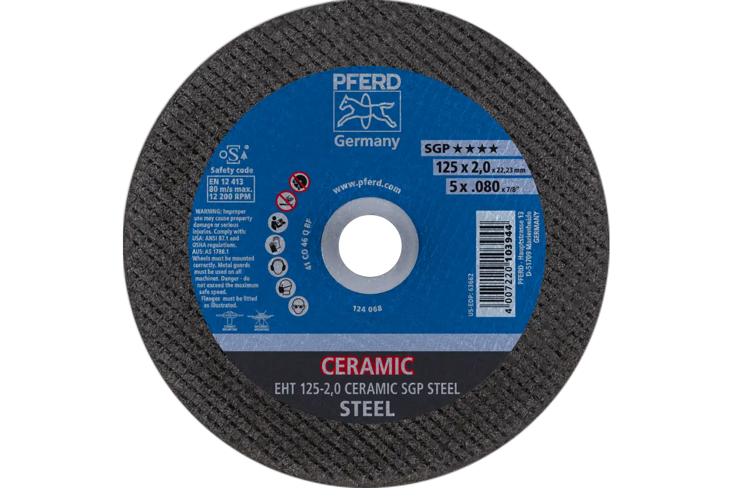 Disc de debitat (tăiere) EHT 125-2,0 CERAMIC SGP STEEL