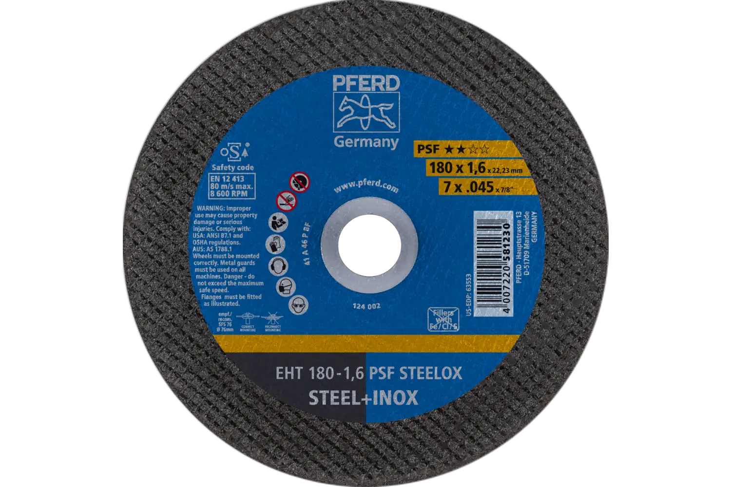 Disc de debitat (tăiere) EHT 180-1,6 PSF STEELOX