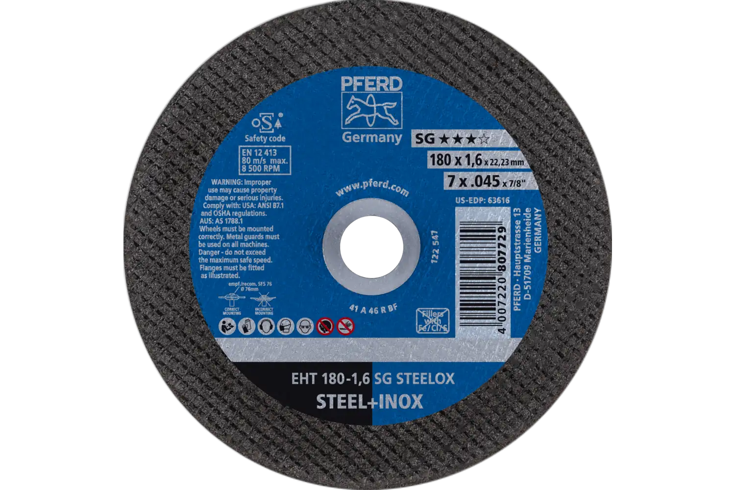 Disc de debitat (tăiere) EHT 180-1,6 SG STEELOX