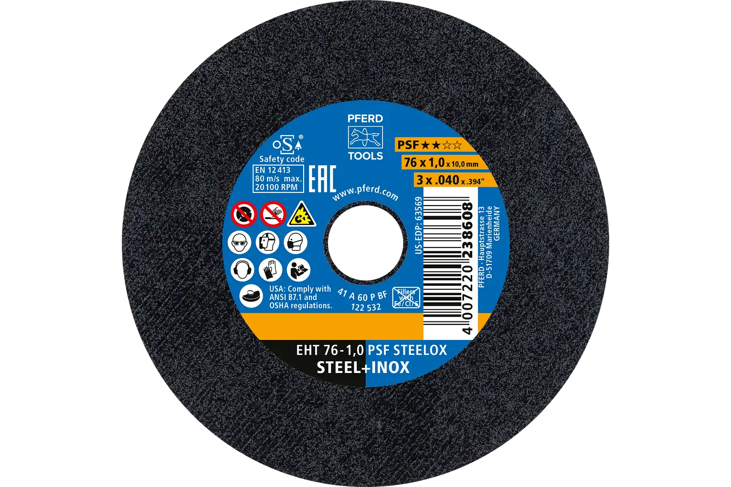 Disc de debitat (tăiere) EHT 76-1.0 PSF STEELOX/10.0 (10)