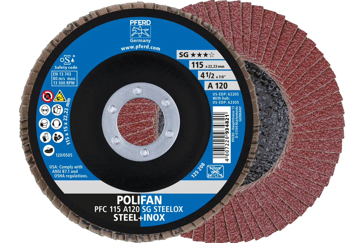 Disc lamelar frontal (POLIFAN) PFC 115 A 120 PSF STEELOX