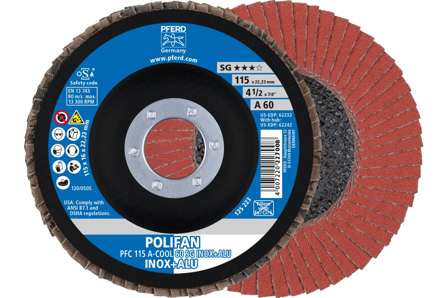 Disc lamelar frontal (POLIFAN) PFC 115 A-COOL 60 SG INOX+ALU