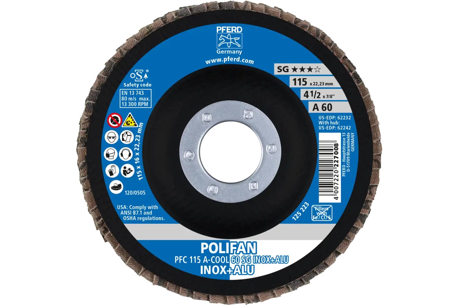 Disc lamelar frontal (POLIFAN) PFC 115 A-COOL 60 SG INOX+ALU