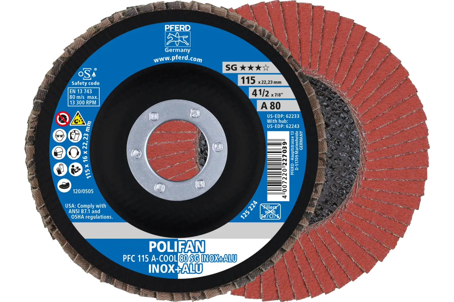 Disc lamelar frontal (POLIFAN) PFC 115 A-COOL 80 SG INOX+ALU