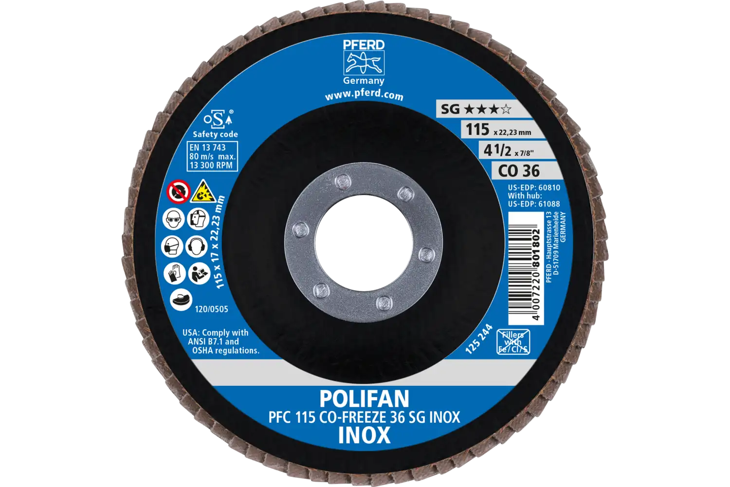 Disc lamelar frontal (POLIFAN) PFC 115 CO-FREEZE 36 SG INOX 2