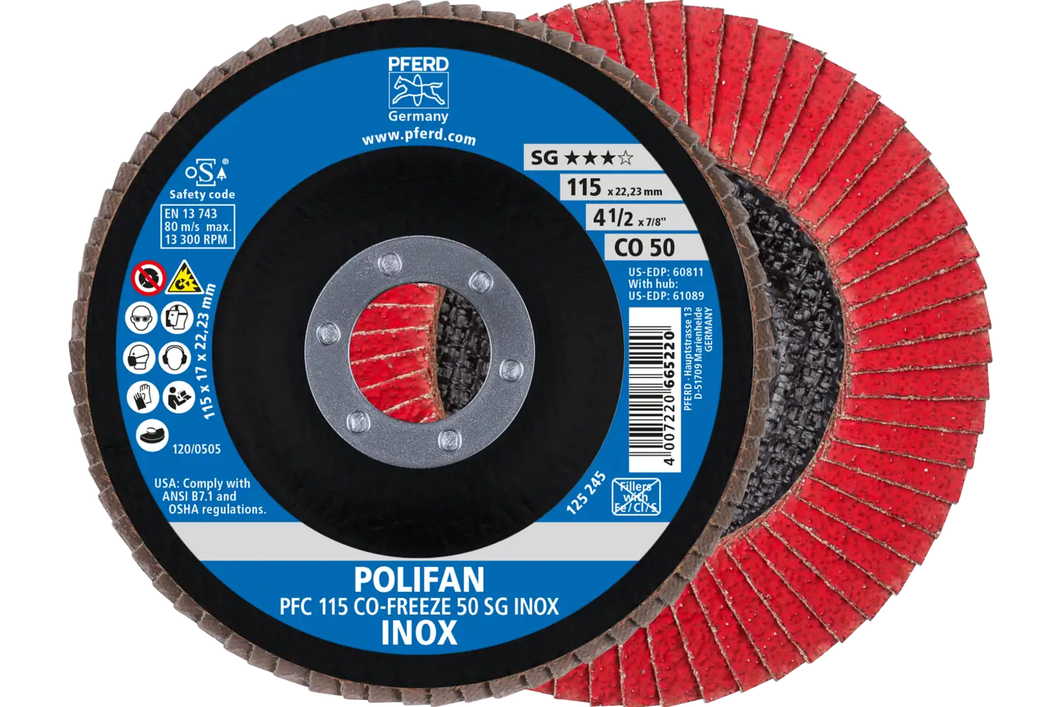 Disc lamelar frontal (POLIFAN) PFC 115 CO-FREEZE 50 SG INOX