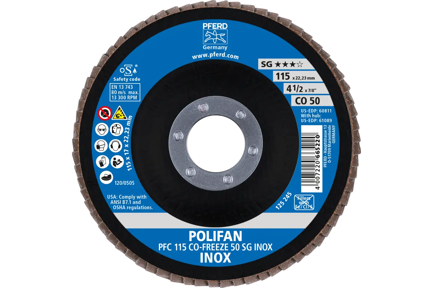 Disc lamelar frontal (POLIFAN) PFC 115 CO-FREEZE 50 SG INOX