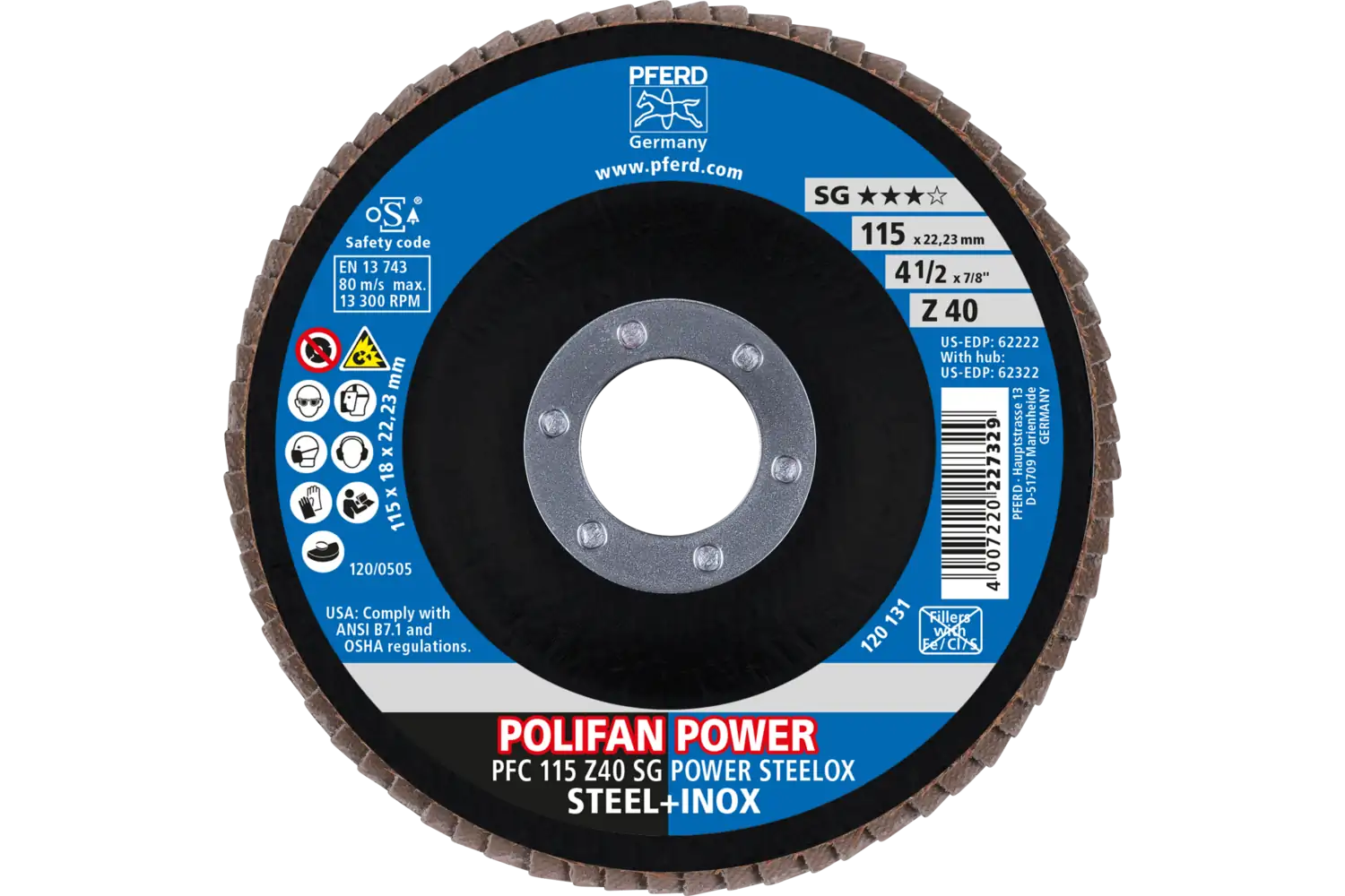 Disc lamelar frontal (POLIFAN) PFC 115 Z 40 SG POWER STEELOX