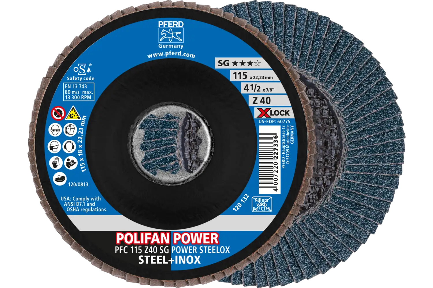 Disc lamelar frontal (POLIFAN) PFC 115 Z 40 SG POWER STEELOX/X-LOCK