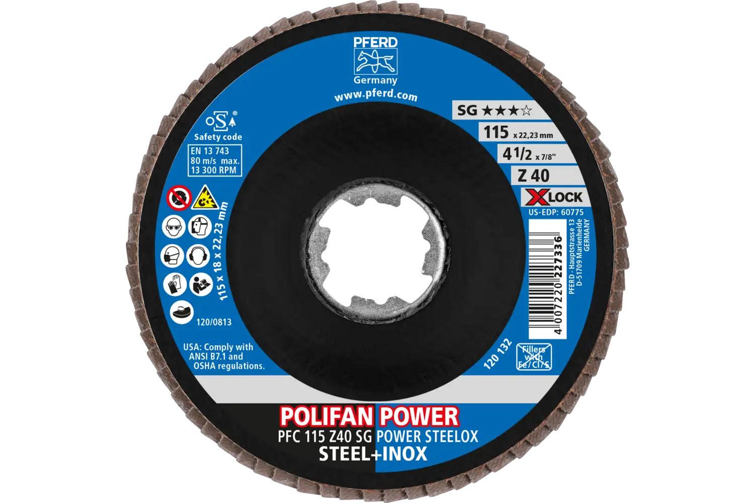 Disc lamelar frontal (POLIFAN) PFC 115 Z 40 SG POWER STEELOX/X-LOCK 2