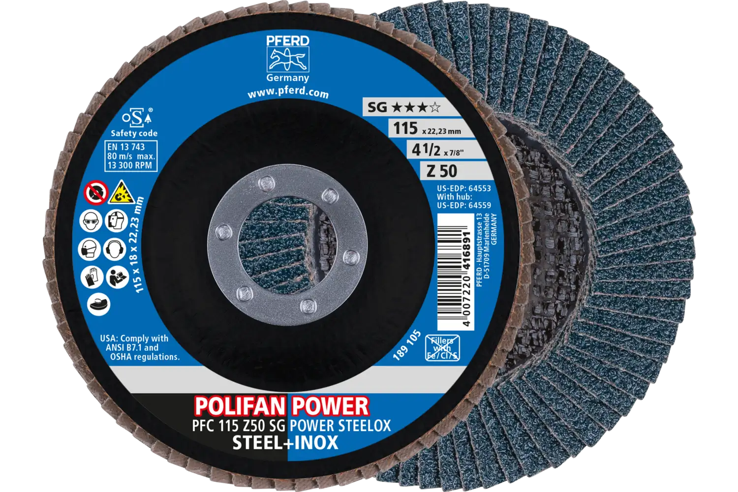 Disc lamelar frontal (POLIFAN) PFC 115 Z 50 SG POWER STEELOX