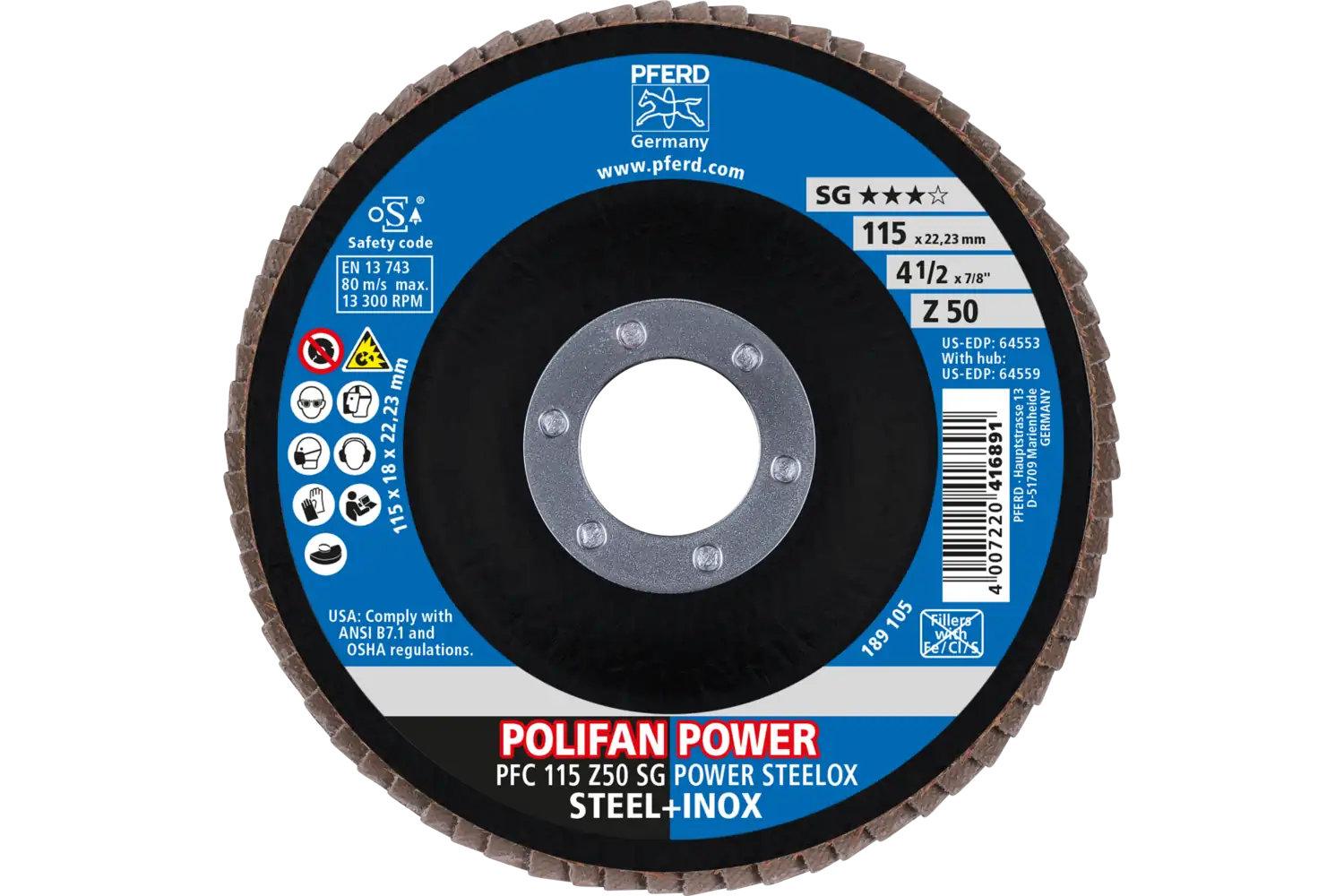 Disc lamelar frontal (POLIFAN) PFC 115 Z 50 SG POWER STEELOX