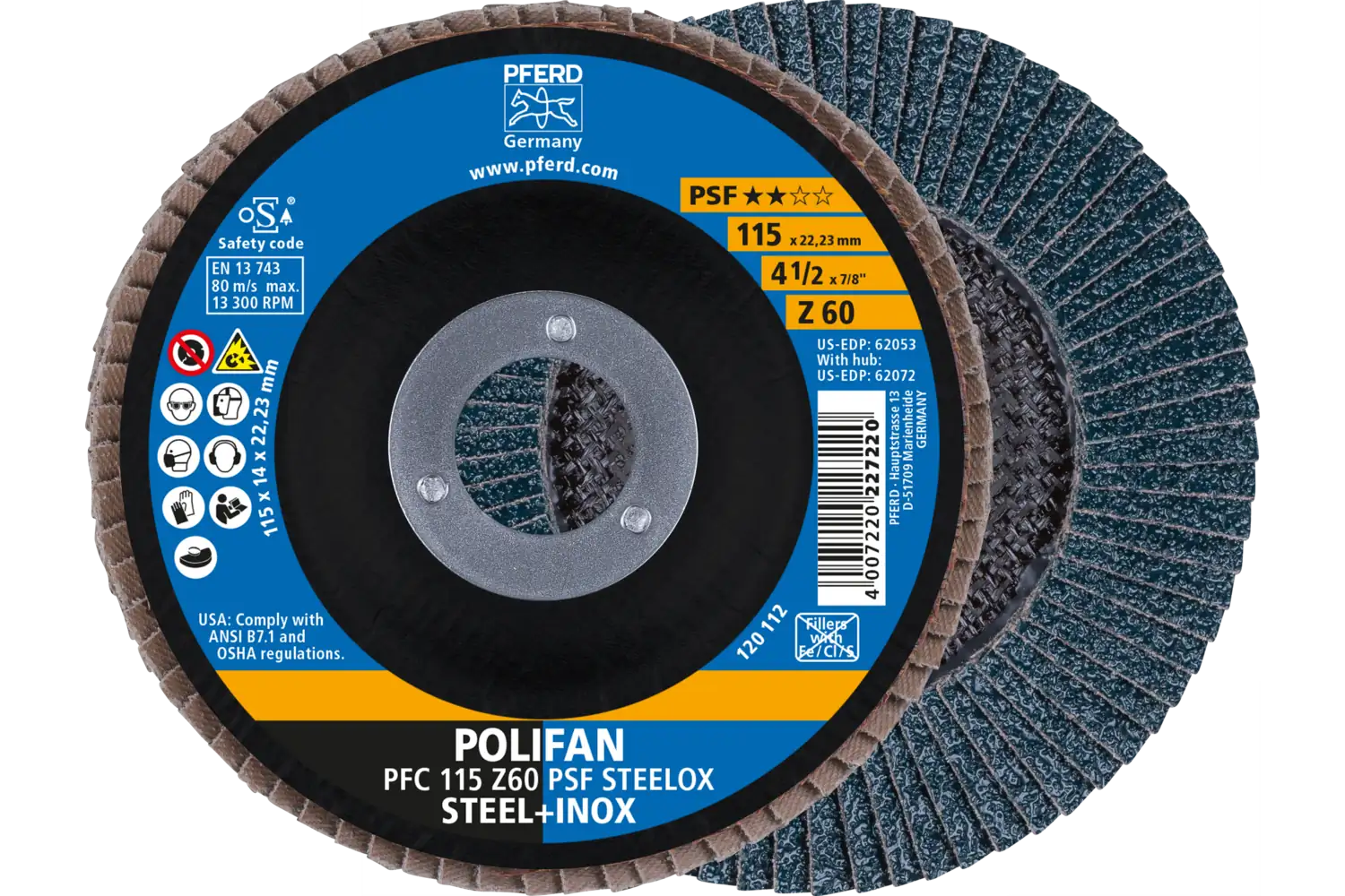 Disc lamelar frontal (POLIFAN) PFC 115 Z 60 PSF STEELOX