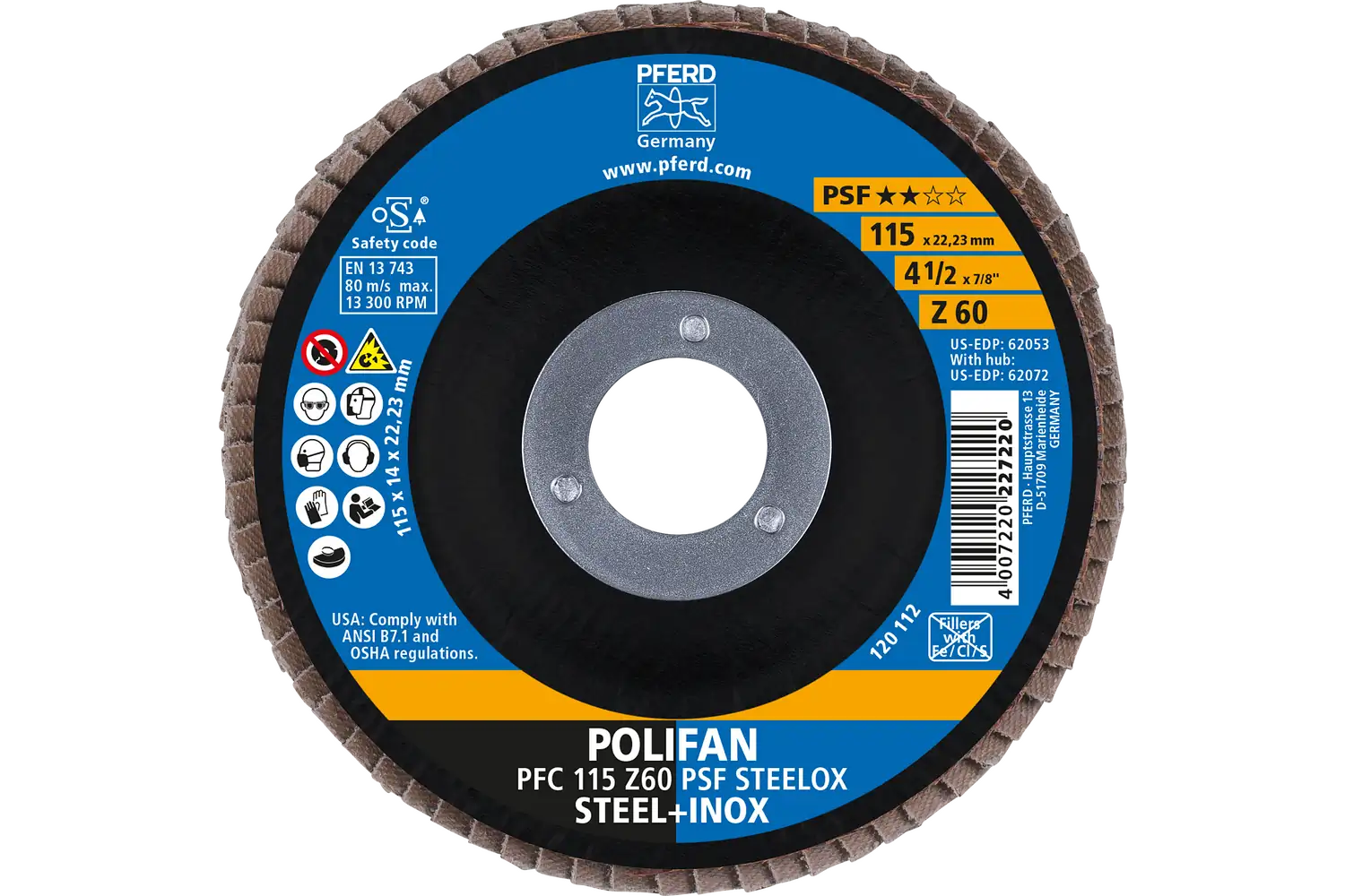 Disc lamelar frontal (POLIFAN) PFC 115 Z 60 PSF STEELOX