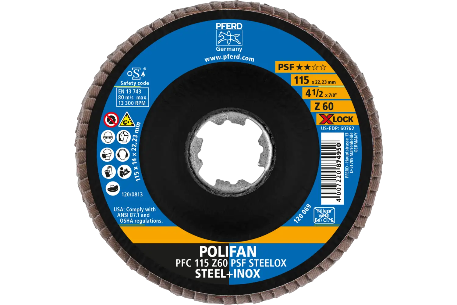 Disc lamelar frontal (POLIFAN) PFC 115 Z 60 PSF STEELOX/X-LOCK