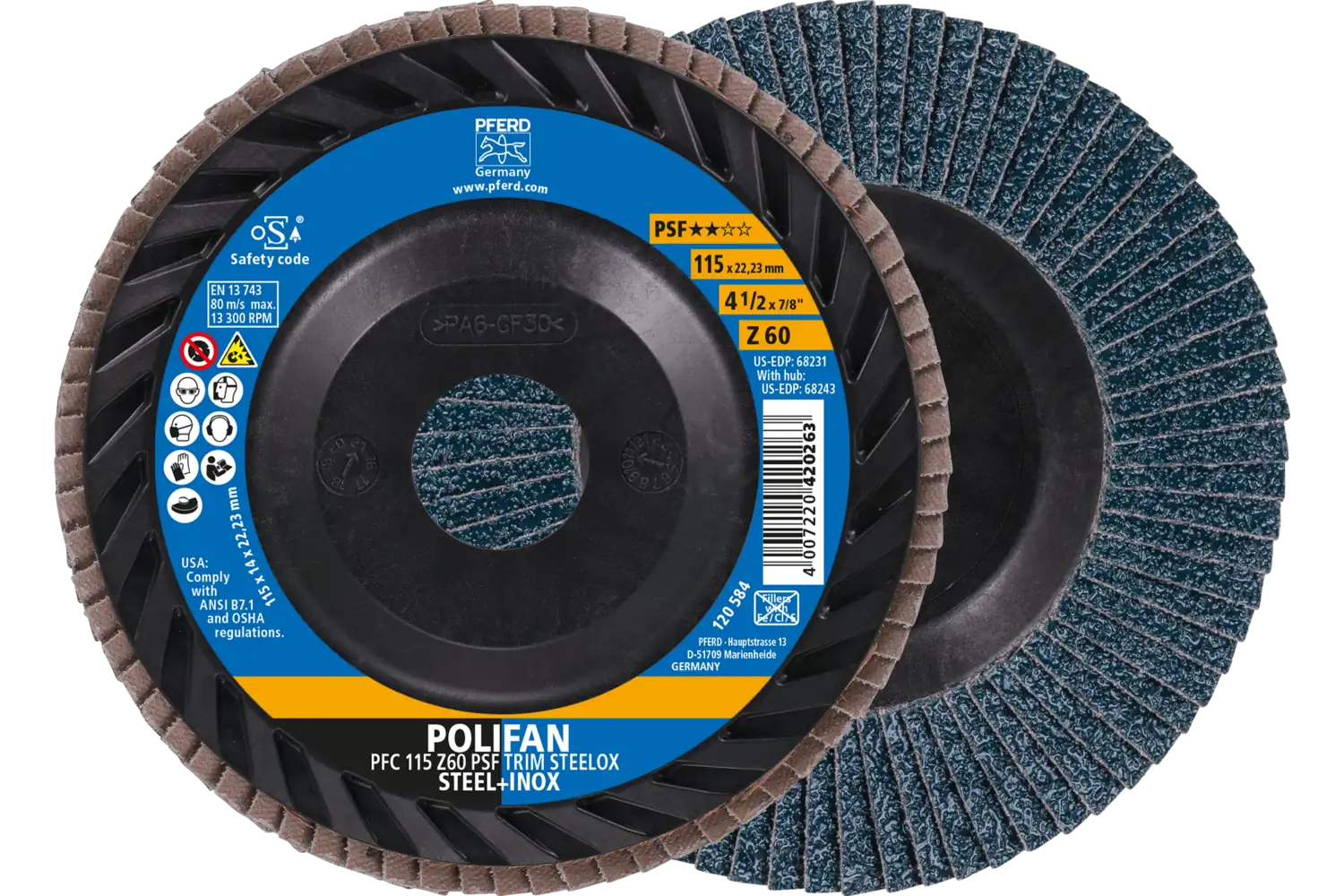 Disc lamelar frontal (POLIFAN) PFC 115 Z 60 PSF TRIM STEELOX